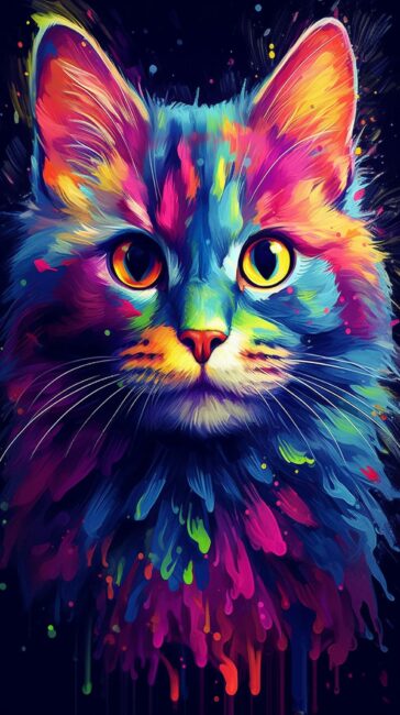 Neon Cat Background