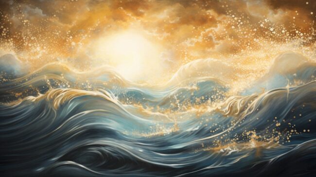 Ocean Waves Golden Background