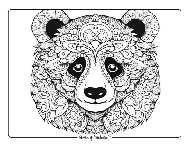 Panda Zentangle Coloring Sheet