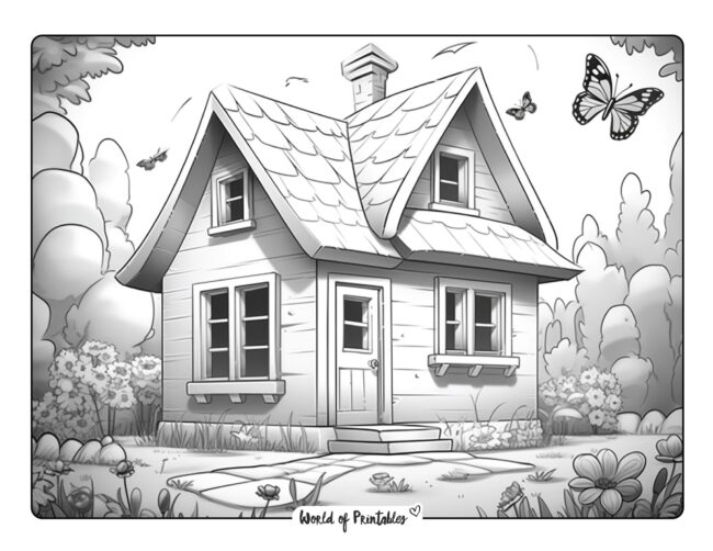 Pretty House Coloring Page