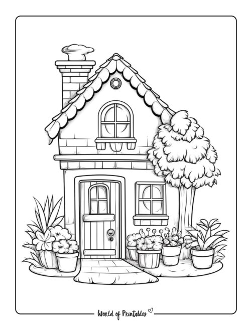 Pretty House Coloring Page