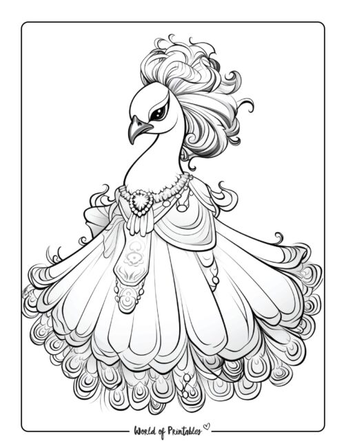 Queen Peacock Coloring Page