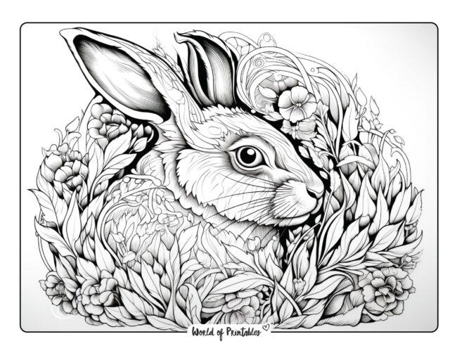 Realistic Bunny Coloring Page
