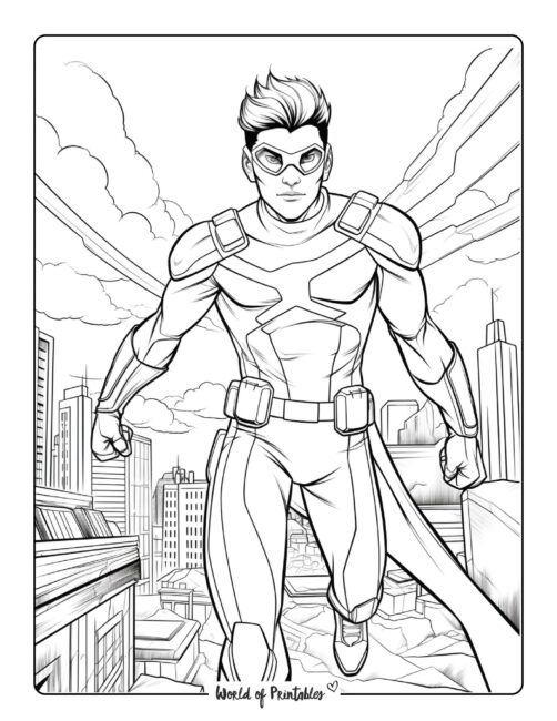 Running Hero Coloring Page