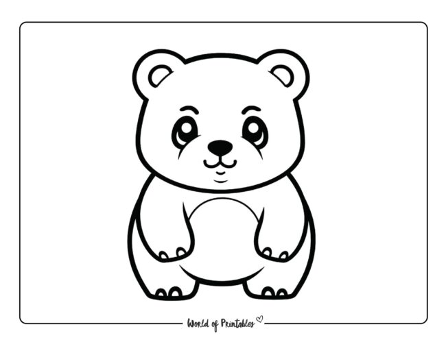 Simple Bear Coloring Sheet for Preschoolers