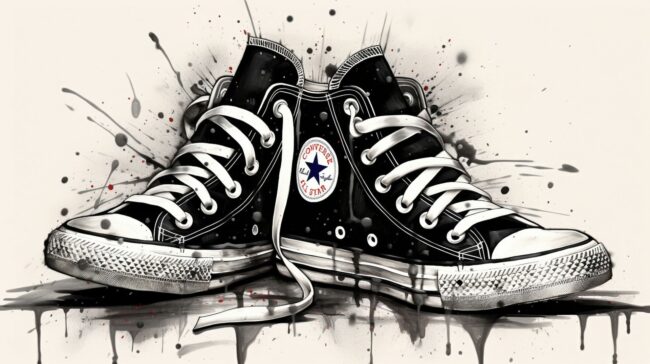 Sneakers Black and White Background