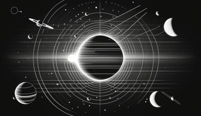 Solar System Black and White Background
