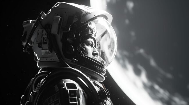 Stunning Astronaut Black and White Background