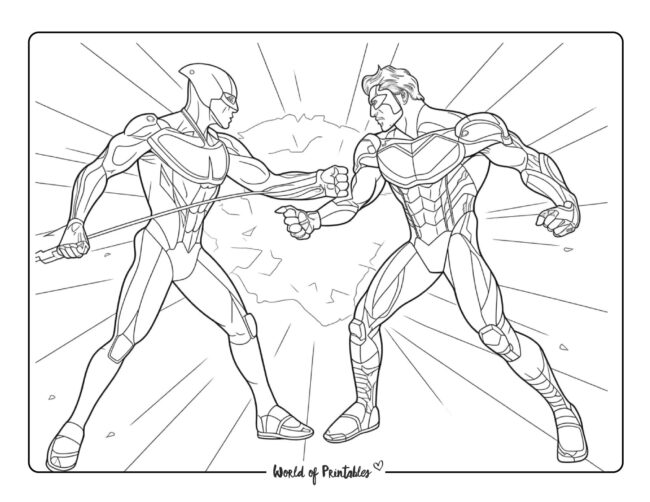 Two Heroes Coloring Page for Kids