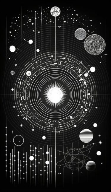 Universe Art Black and White Background