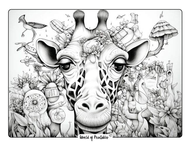 Whimsical Giraffe Coloring Sheet