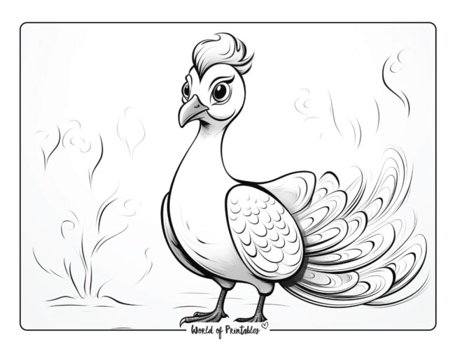 Whimsical Peacock Coloring Page