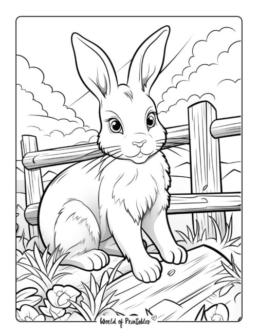 Wild Bunny Coloring Page