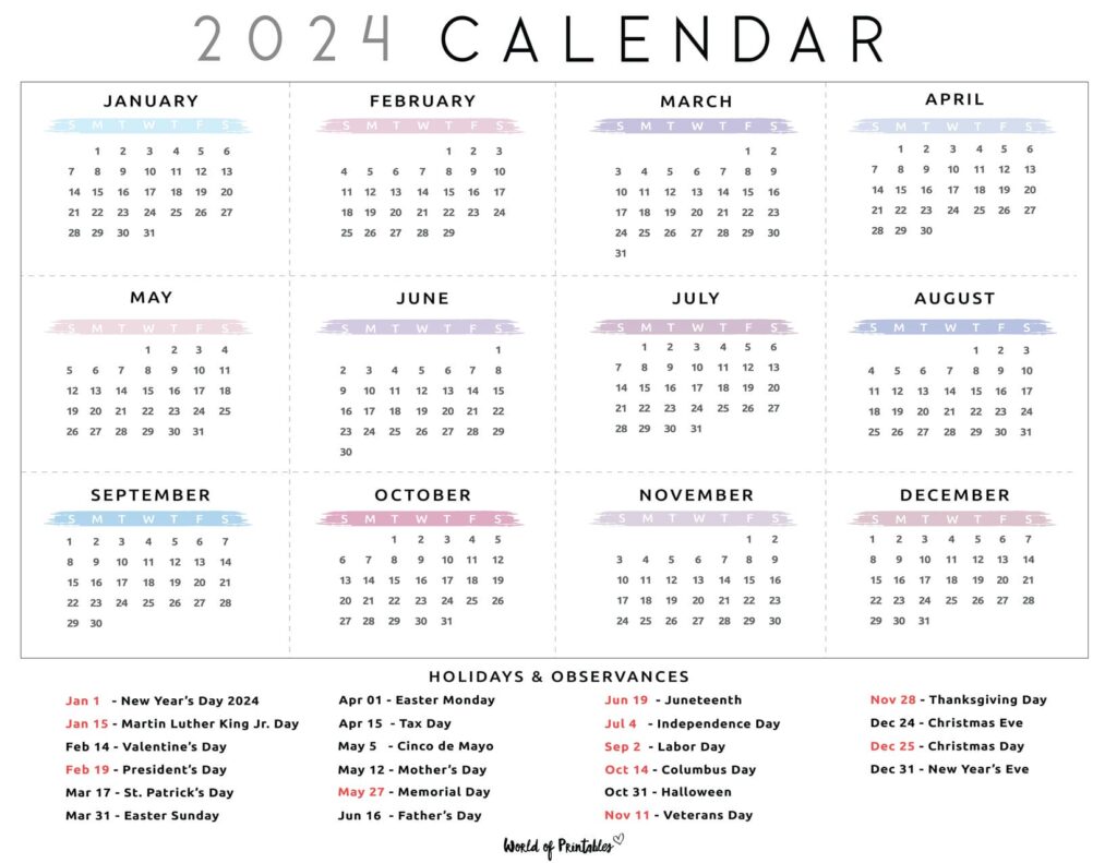 2024 Calendar with holidays - 3