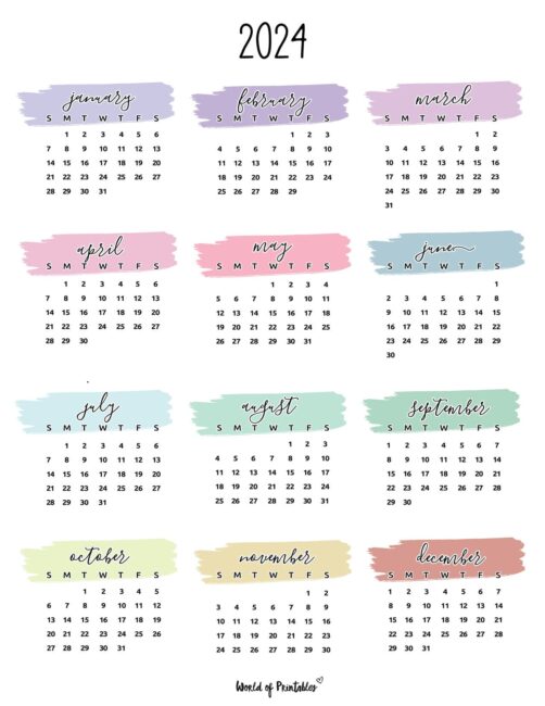 2024 Year Calendar Colorful