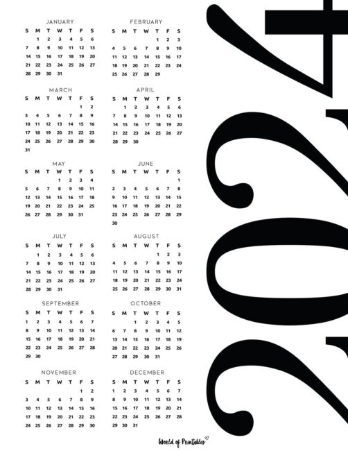 2024 Year Calendar Contemporary