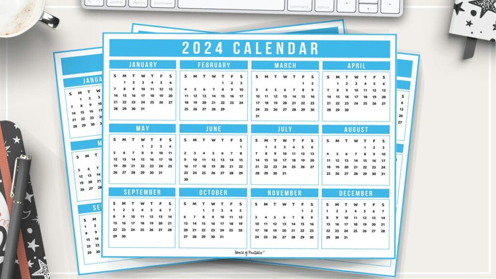 2024 printable calendar blue