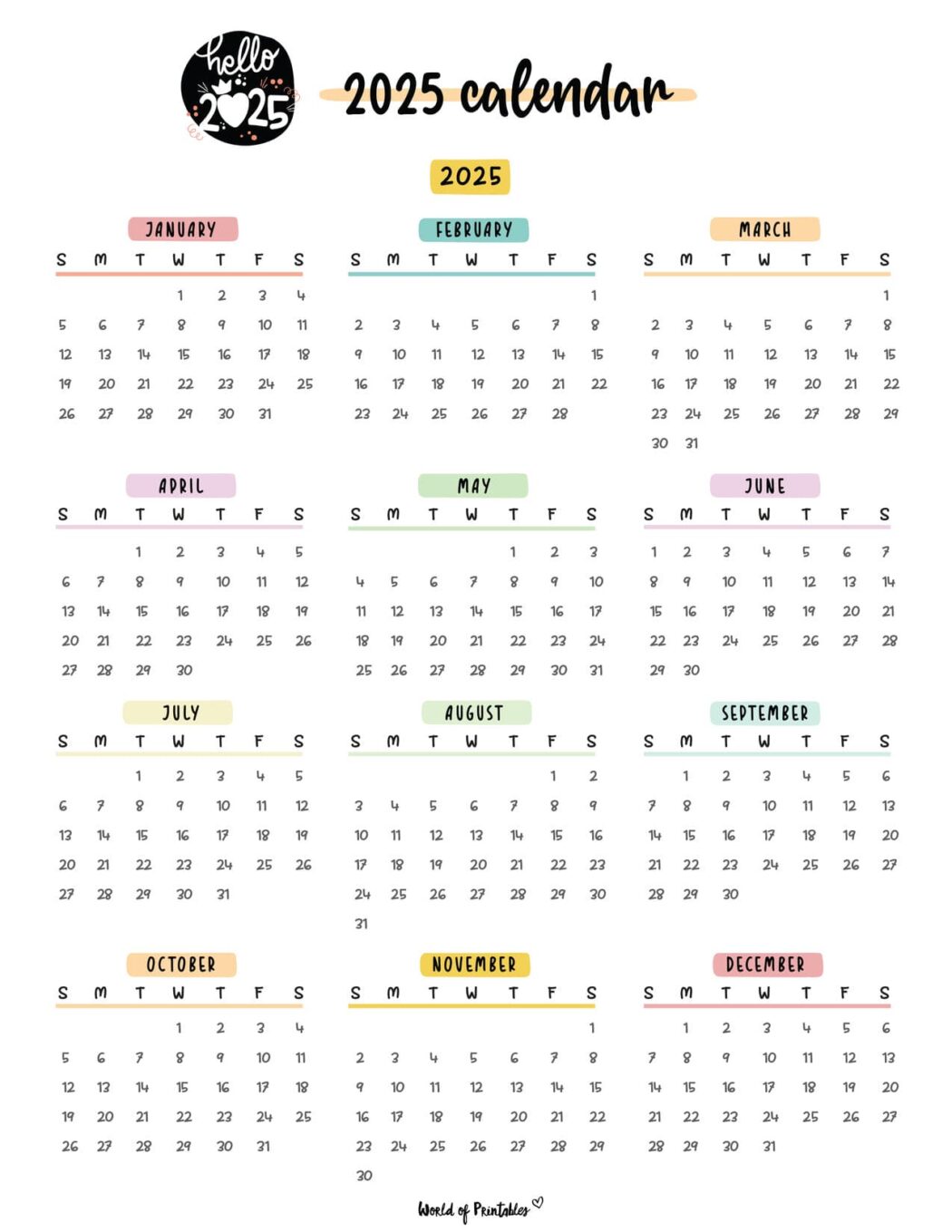2025 Year Calendars 70 Best Printables World of Printables