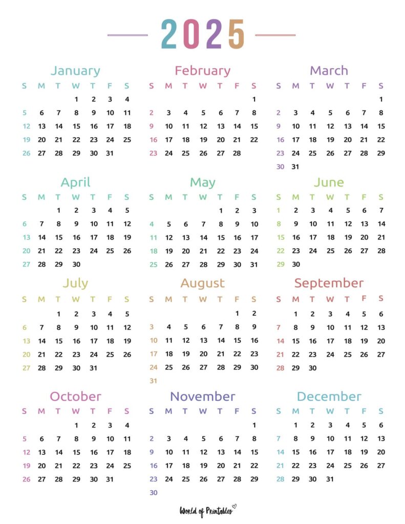 2025 Year Calendar 46