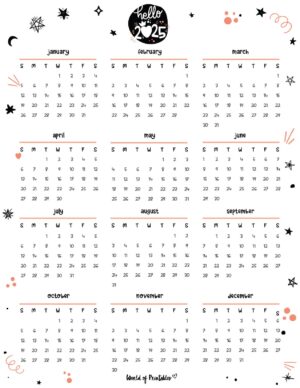 2025 Year Calendars - 70 Best Printables - World of Printables