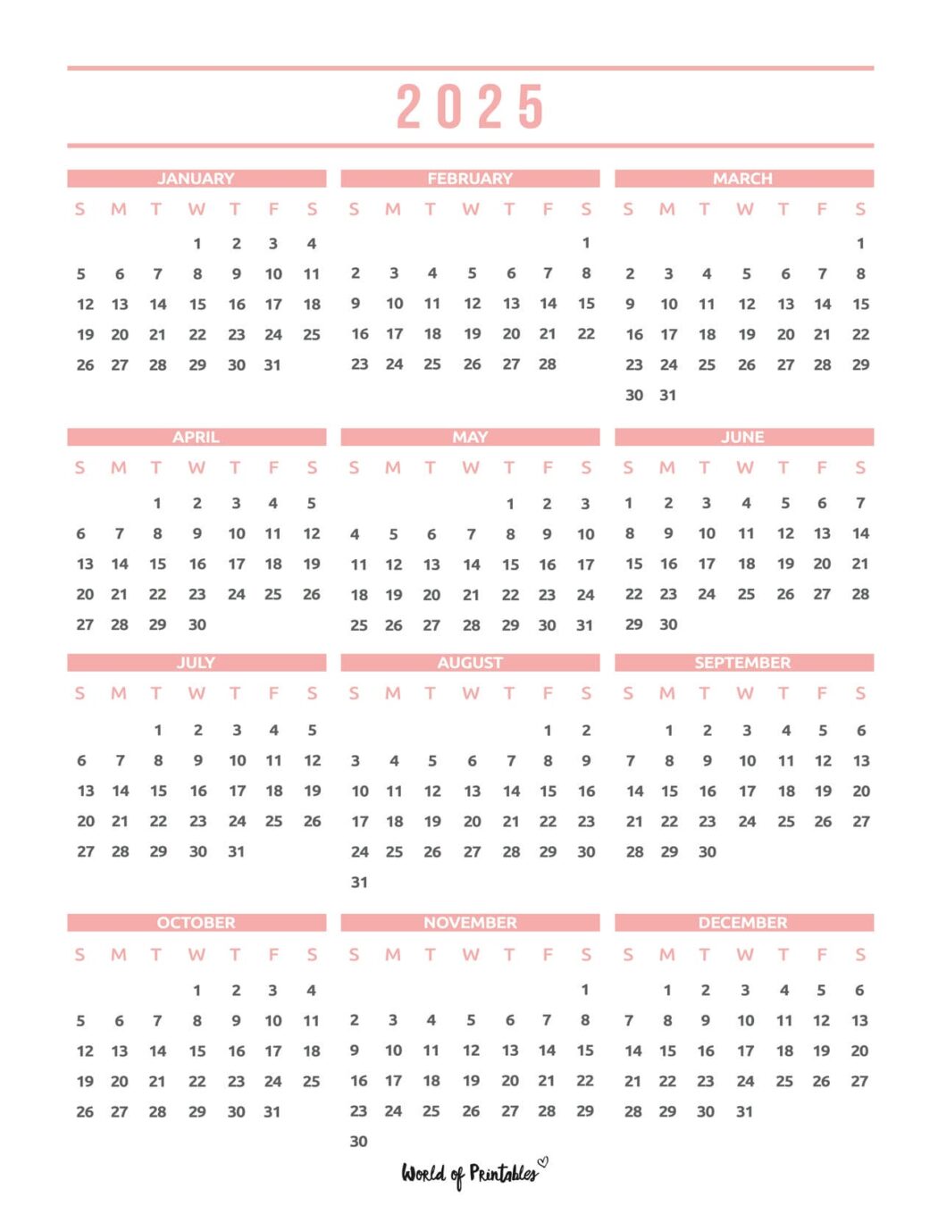 2025 Year Calendars 70 Best Printables World of Printables