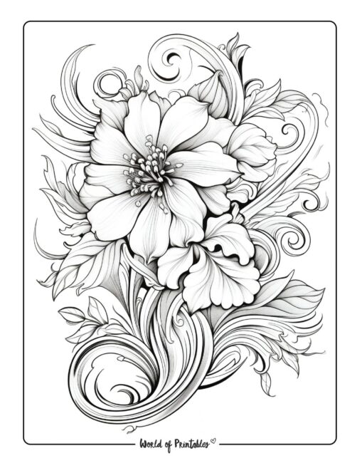 Adult Flower Coloring Page 6