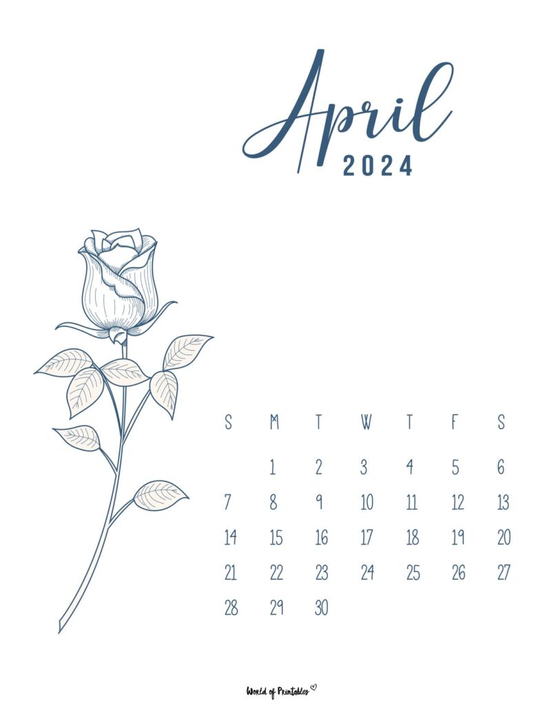 April 2024 Calendar Floral