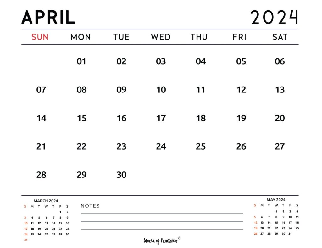 April 2024 Calendar