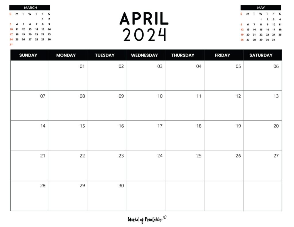 April 2024 Calendar