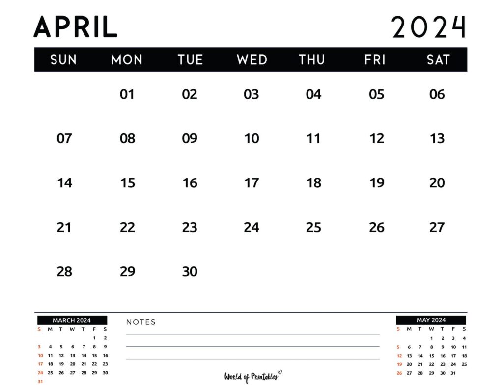 April 2024 Calendar