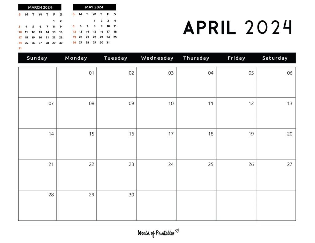 April 2024 Calendar