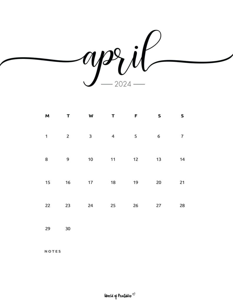 Stylish April 2024 Calendar