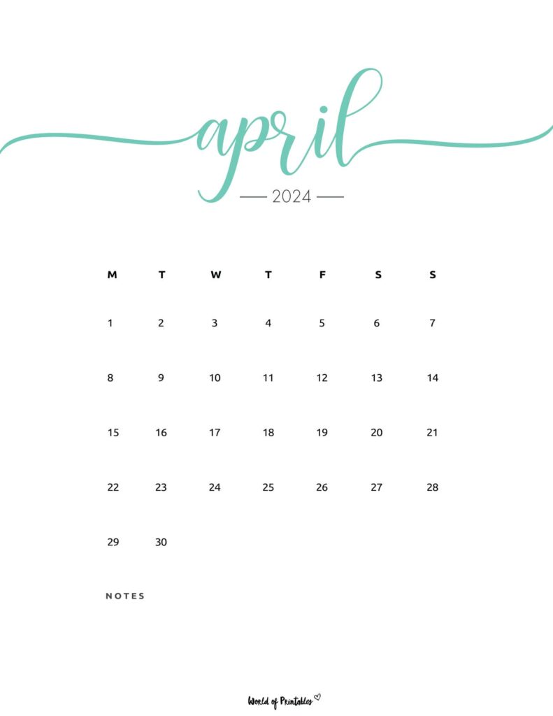 Stylish April 2024 Calendar