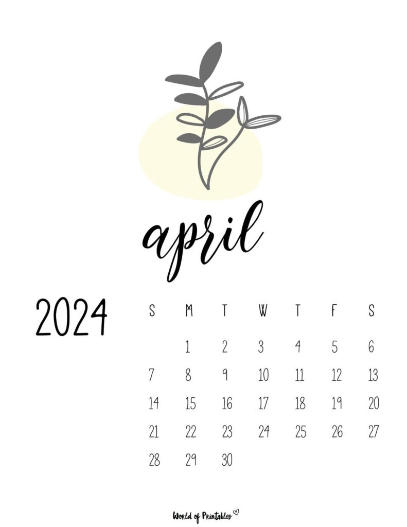 April 2024 Calendar Floral