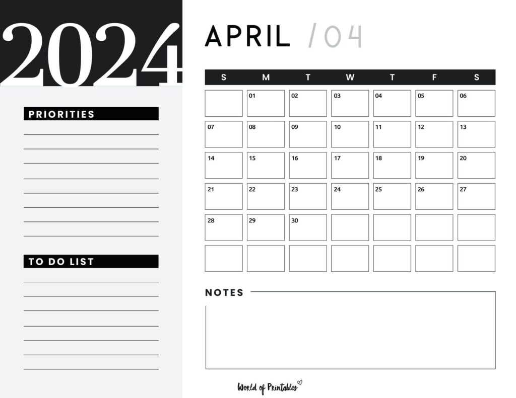 April 2024 Calendar Planner