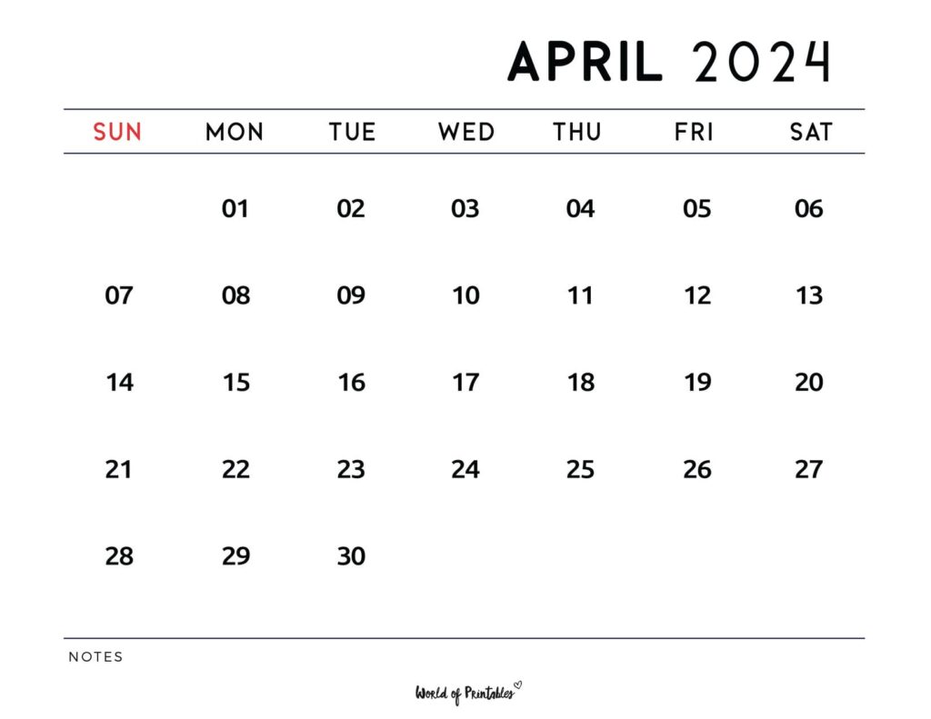 Free April 2024 Calendar