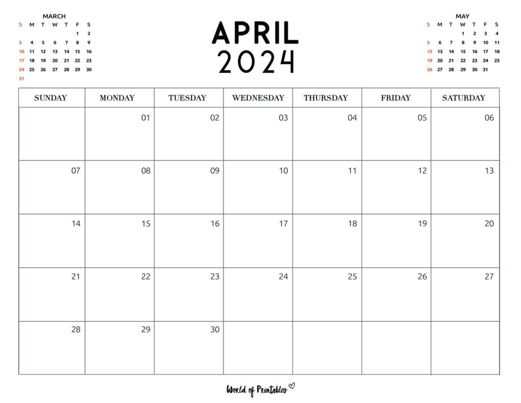 April 2024 Calendar