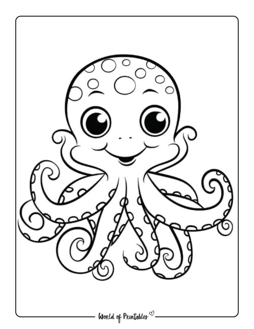 Cheeky and Happy Octopus Coloring Page