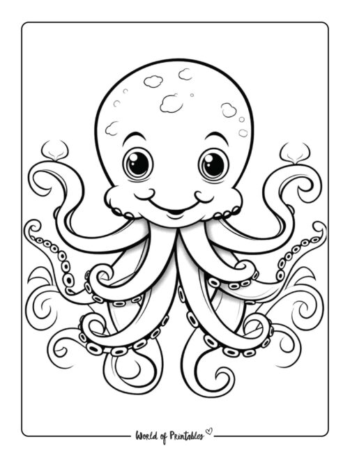 Cheerful Octopus Coloring Page