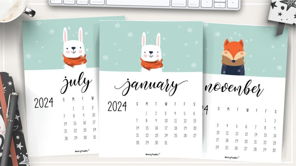 Childrens Calendar for 2024 Printable