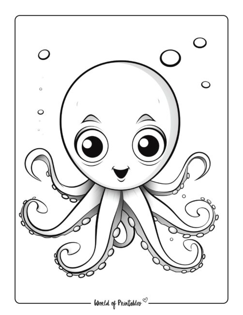 Curious Octopus Coloring Page for Kids