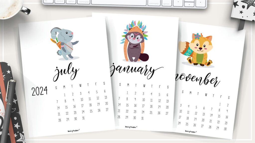 Cute 2024 Printable Calendar for 2024