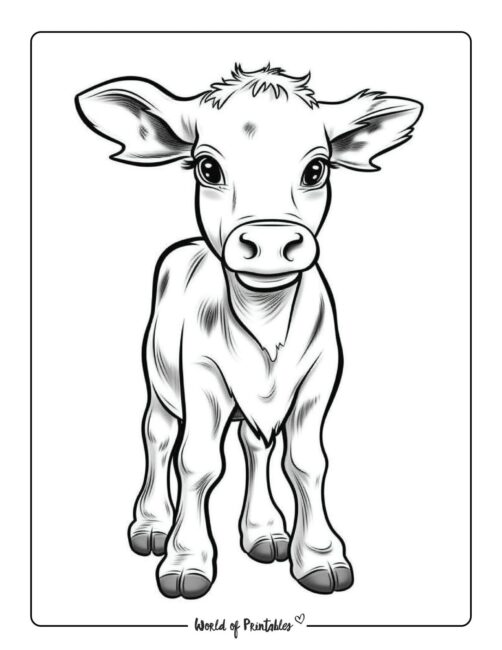 Cute Cow Animal Coloring Page 4