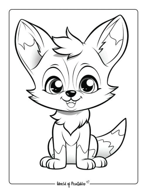 Cute Fox Animal Coloring Page 2