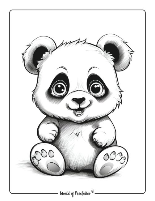 Cute Panda Animal Coloring Page