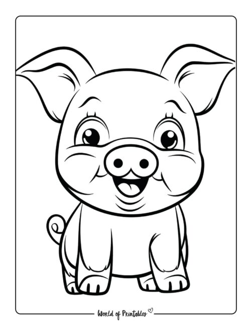 Cute Pig Animal Coloring Page 4