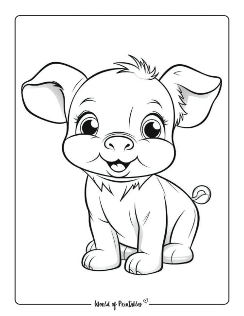 Cute Pig Animal Coloring Page 5