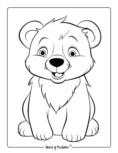 Cute Polar Bear Animal Coloring Page 2