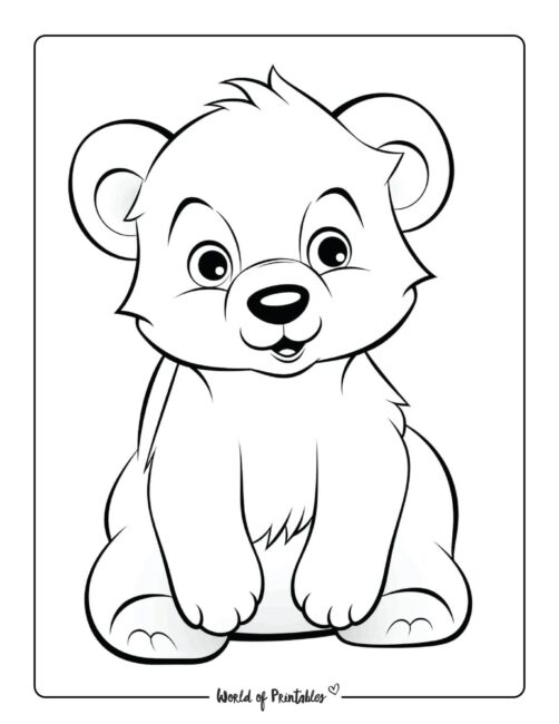 Cute Polar Bear Animal Coloring Page