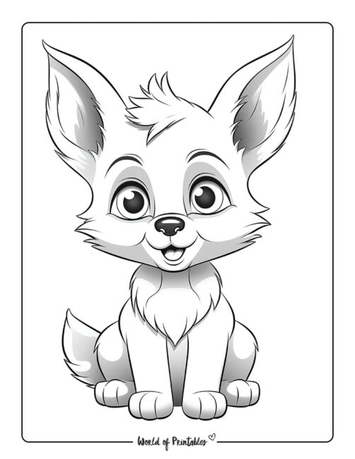 Cute Wolf Animal Coloring Page
